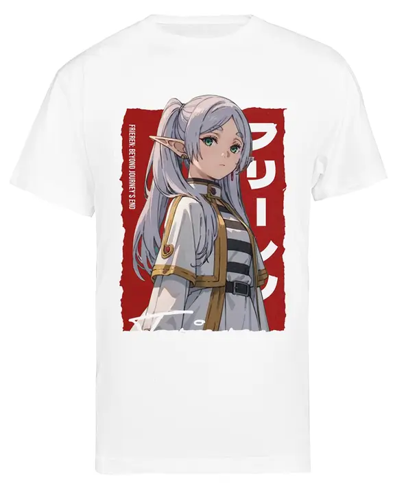 Camiseta blanca de hombre «Frieren Beyond Journeys» (Kwantees)