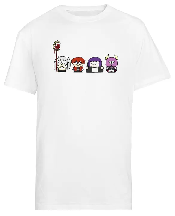 Camiseta blanca de hombre «Frieren con el equipo» (Magitone)