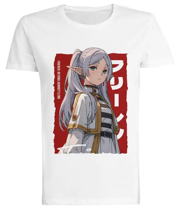 Camiseta blanca de mujer «Frieren Beyond Journeys» (Kwantees)