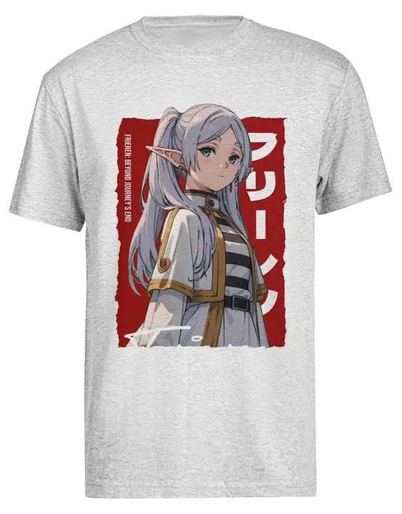 Camiseta gris de hombre «Frieren Beyond Journeys» (Kwantees)