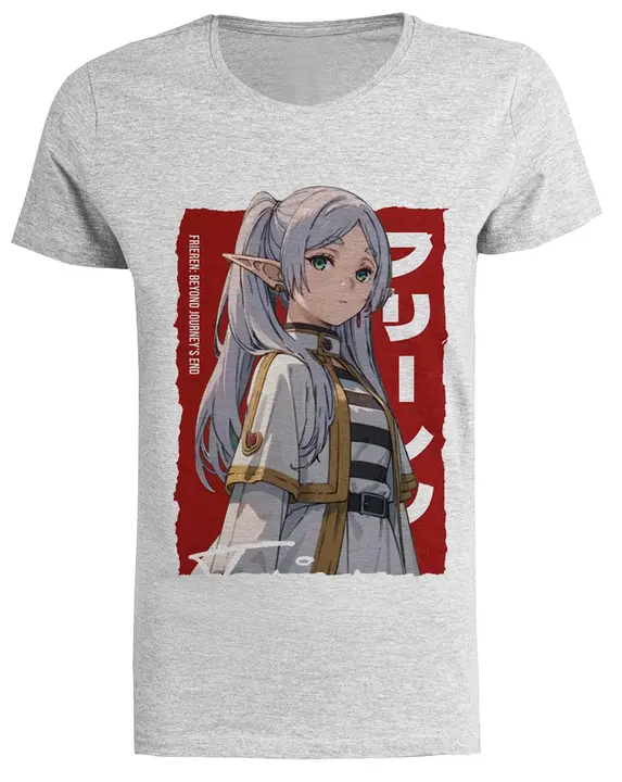 Camiseta gris de mujer «Frieren Beyond Journeys» (Kwantees)