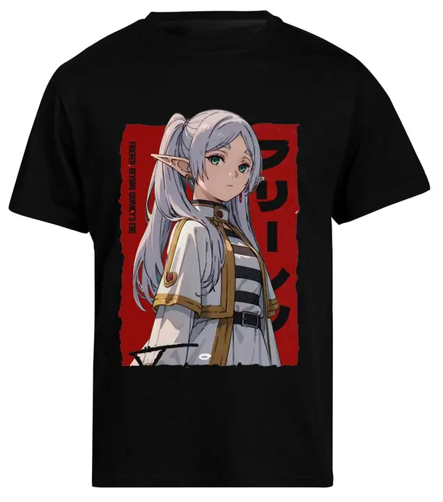 Camiseta negra de hombre «Frieren Beyond Journeys» (Kwantees)