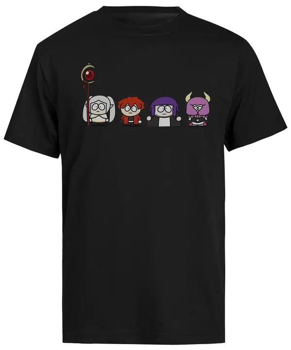 Camiseta negra de hombre «Frieren con el equipo» (Magitone)