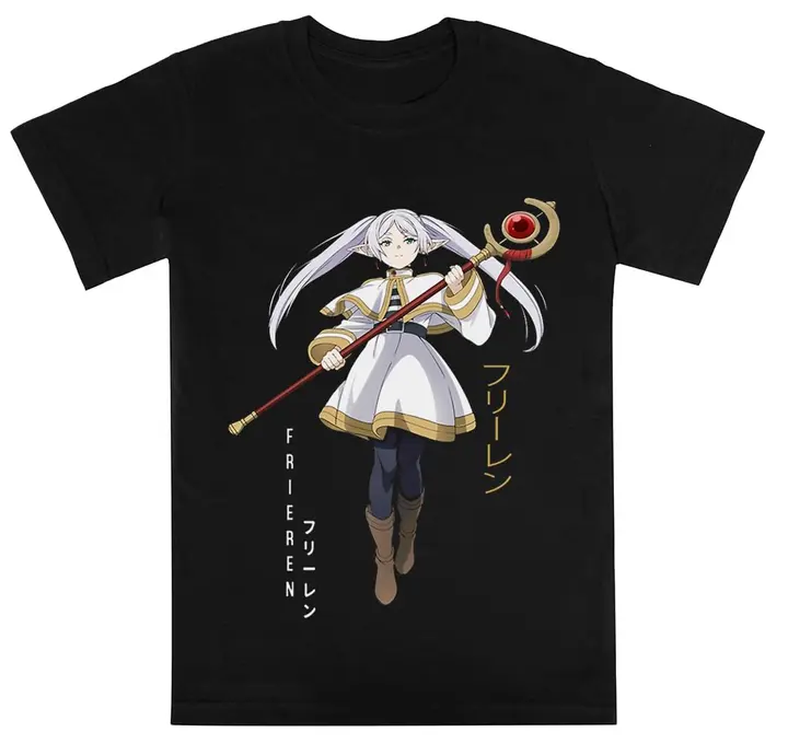 Camiseta negra infantil «Sousou no Frieren» (Kwantees)