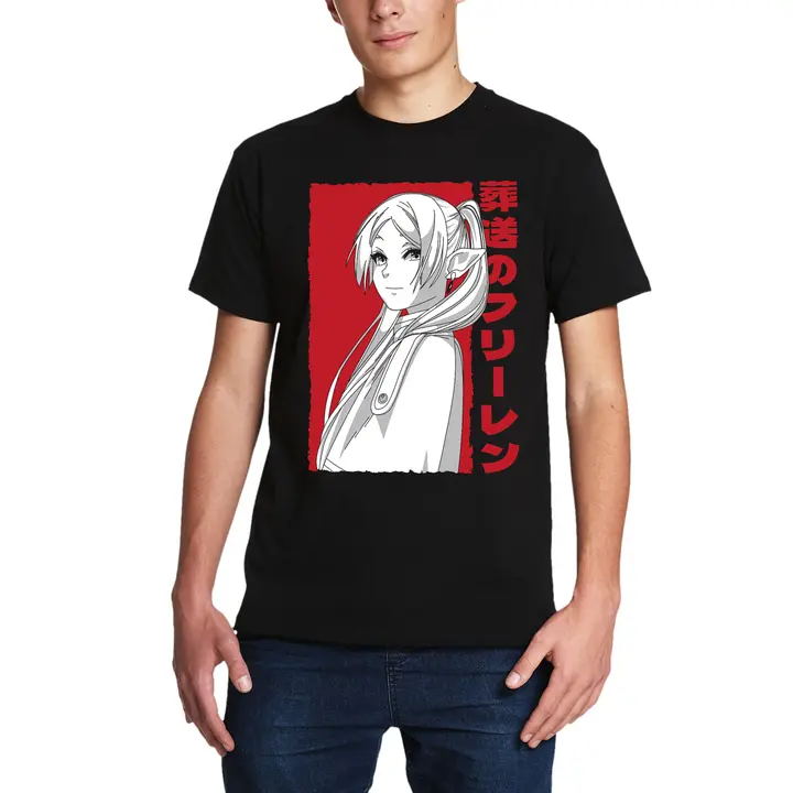 Camiseta negra «Maga élfica» de Frieren (Elbenwald)