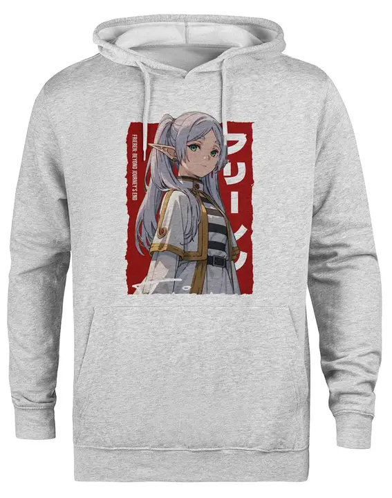 Chaqueta con capucha gris unisex «Frieren Beyond Journeys» (Kwantees)