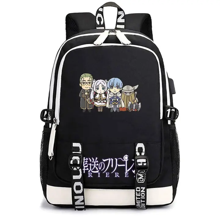 Mochila casual con USB de Frieren — diseño 11 en negro (Sageam)