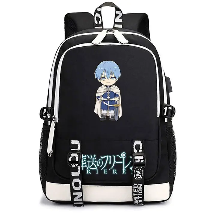 Mochila casual con USB de Frieren — diseño 16 en negro (Sageam)