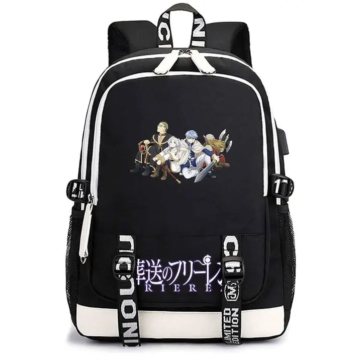 Mochila casual con USB de Frieren — diseño 6 en negro (Sageam)
