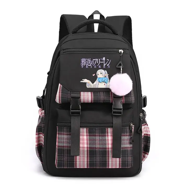 Mochila casual de Frieren, 42 × 30 × 23 cm — diseño 1 en negro (Sageam)