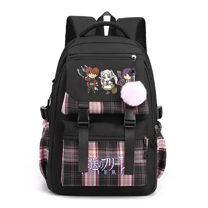 Mochila casual de Frieren, 42 × 30 × 23 cm — diseño 10 en negro (Sageam)