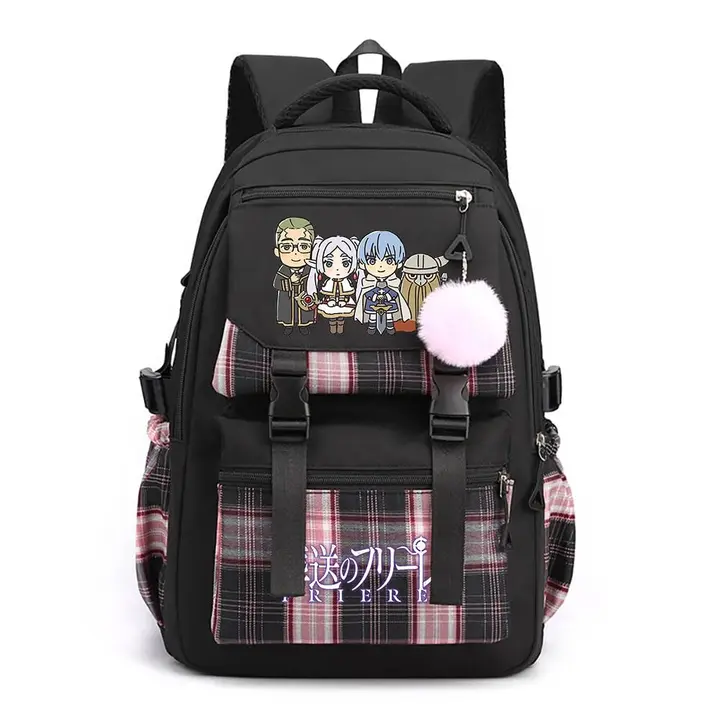 Mochila casual de Frieren, 42 × 30 × 23 cm — diseño 11 en negro (Sageam)