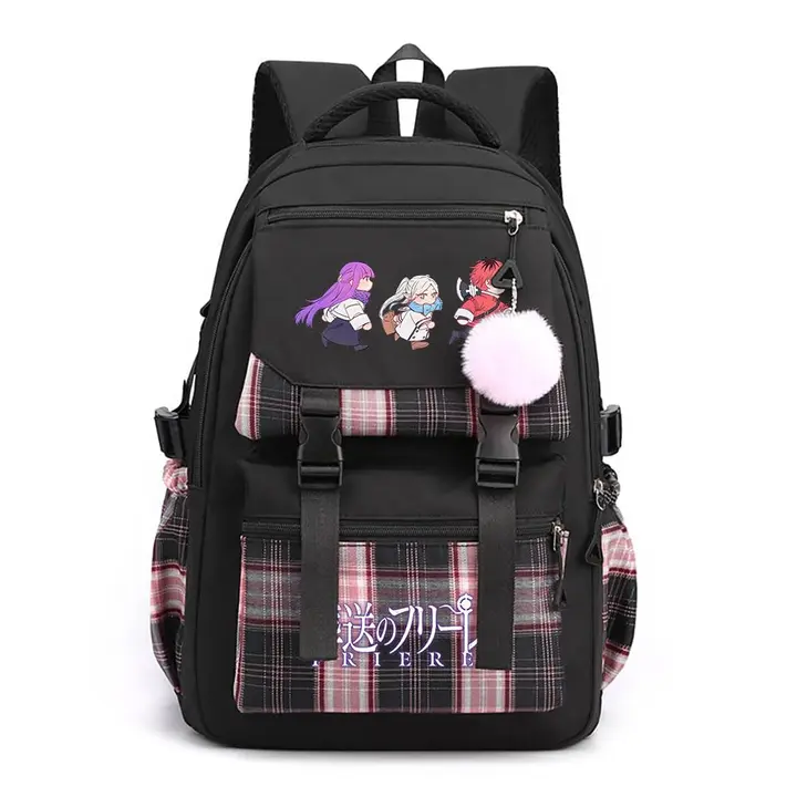 Mochila casual de Frieren, 42 × 30 × 23 cm — diseño 12 en negro (Sageam)