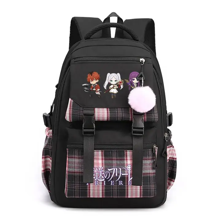 Mochila casual de Frieren, 42 × 30 × 23 cm — diseño 13 en negro (Sageam)