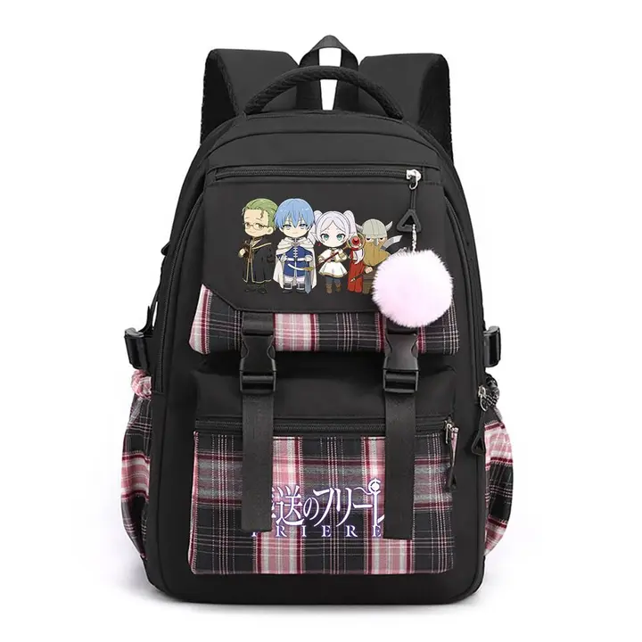 Mochila casual de Frieren, 42 × 30 × 23 cm — diseño 14 en negro (Sageam)