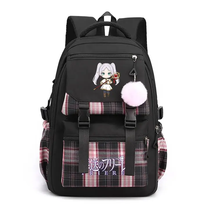 Mochila casual de Frieren, 42 × 30 × 23 cm — diseño 15 en negro (Sageam)