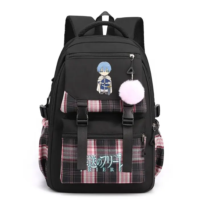 Mochila casual de Frieren, 42 × 30 × 23 cm — diseño 16 en negro (Sageam)