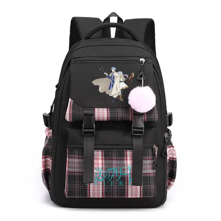 Mochila casual de Frieren, 42 × 30 × 23 cm — diseño 2 en negro (Sageam)