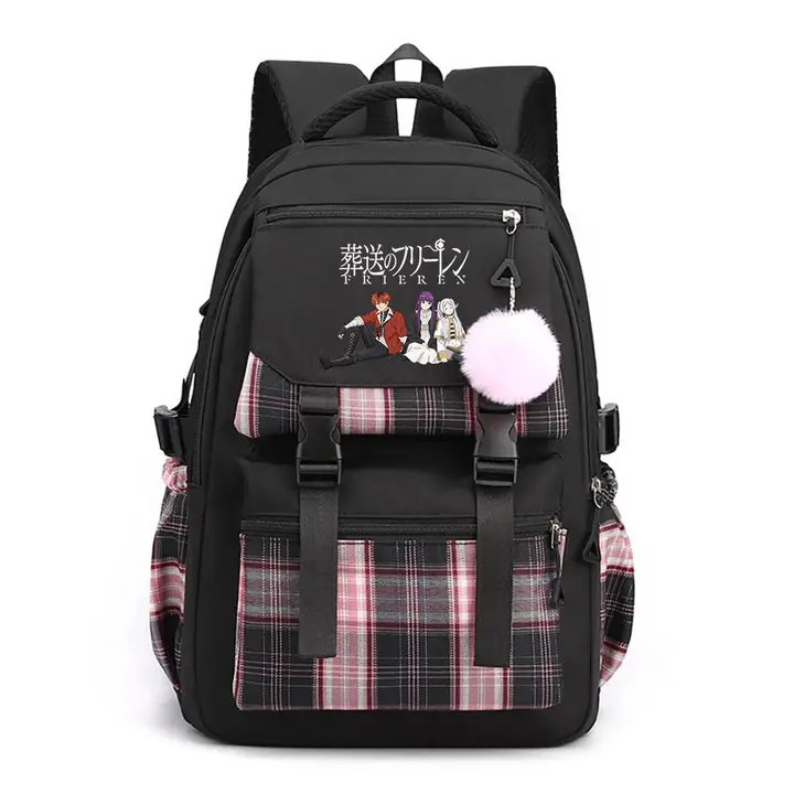 Mochila casual de Frieren, 42 × 30 × 23 cm — diseño 3 en negro (Sageam)
