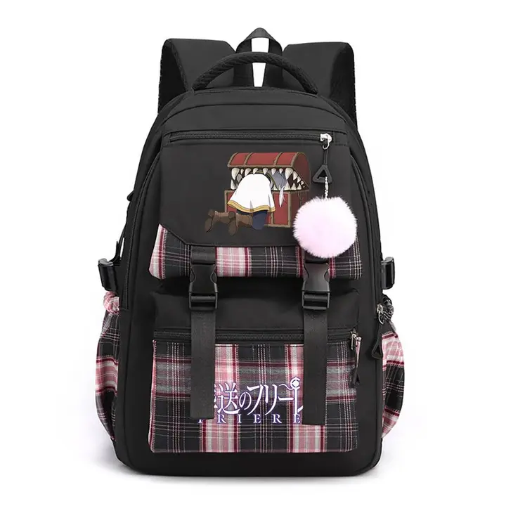 Mochila casual de Frieren, 42 × 30 × 23 cm — diseño 4 en negro (Sageam)