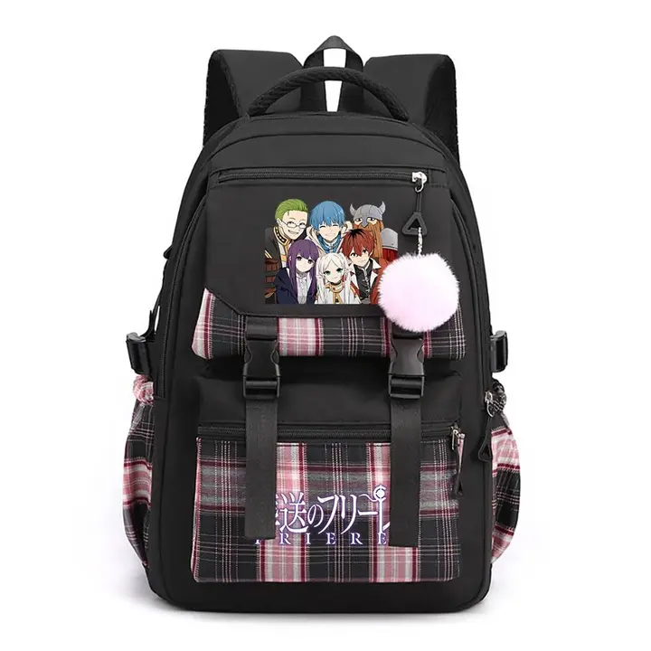 Mochila casual de Frieren, 42 × 30 × 23 cm — diseño 5 en negro (Sageam)