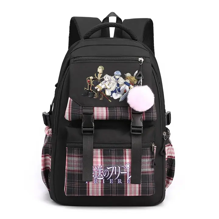 Mochila casual de Frieren, 42 × 30 × 23 cm — diseño 6 en negro (Sageam)