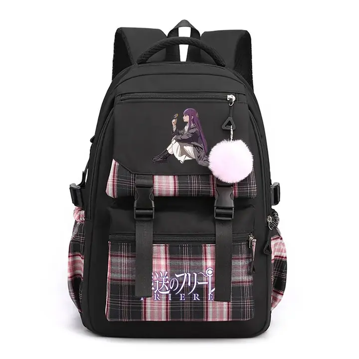 Mochila casual de Frieren, 42 × 30 × 23 cm — diseño 7 en negro (Sageam)