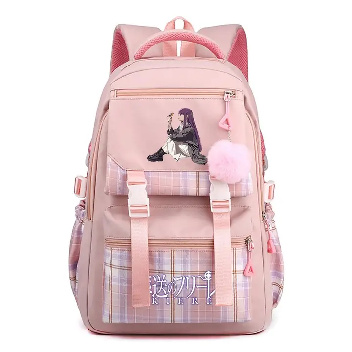 Mochila casual de Frieren, 42 × 30 × 23 cm — diseño 7 en rosa (Sageam)
