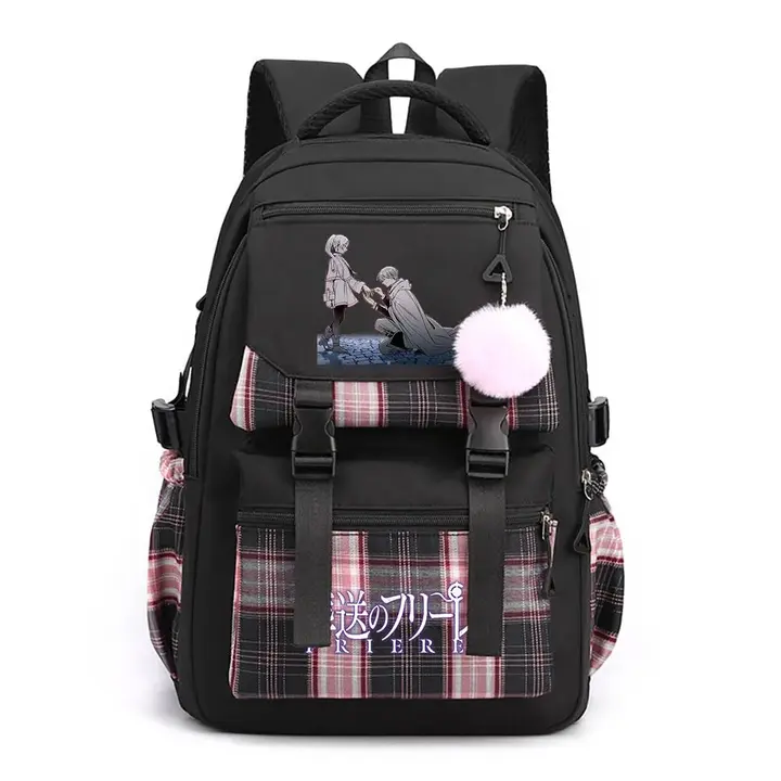 Mochila casual de Frieren, 42 × 30 × 23 cm — diseño 8 en negro (Sageam)