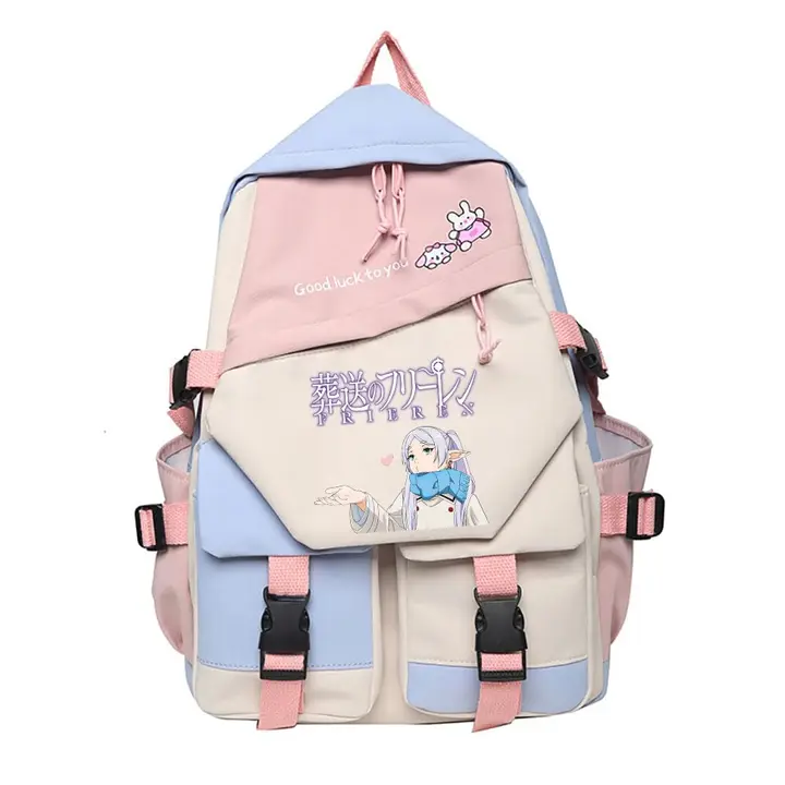 Mochila escolar de Frieren, 42 × 31 cm — diseño 1 en rosa (Sageam)
