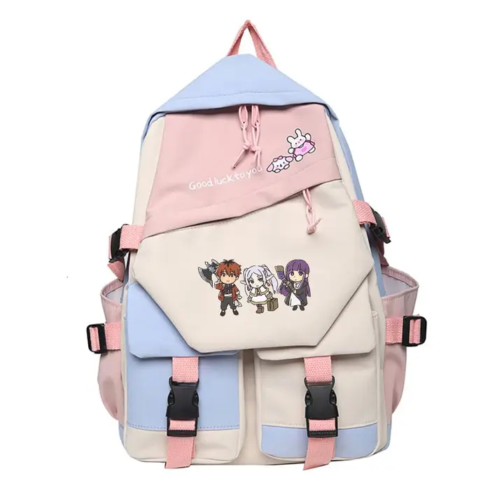 Mochila escolar de Frieren, 42 × 31 cm — diseño 10 en rosa (Sageam)