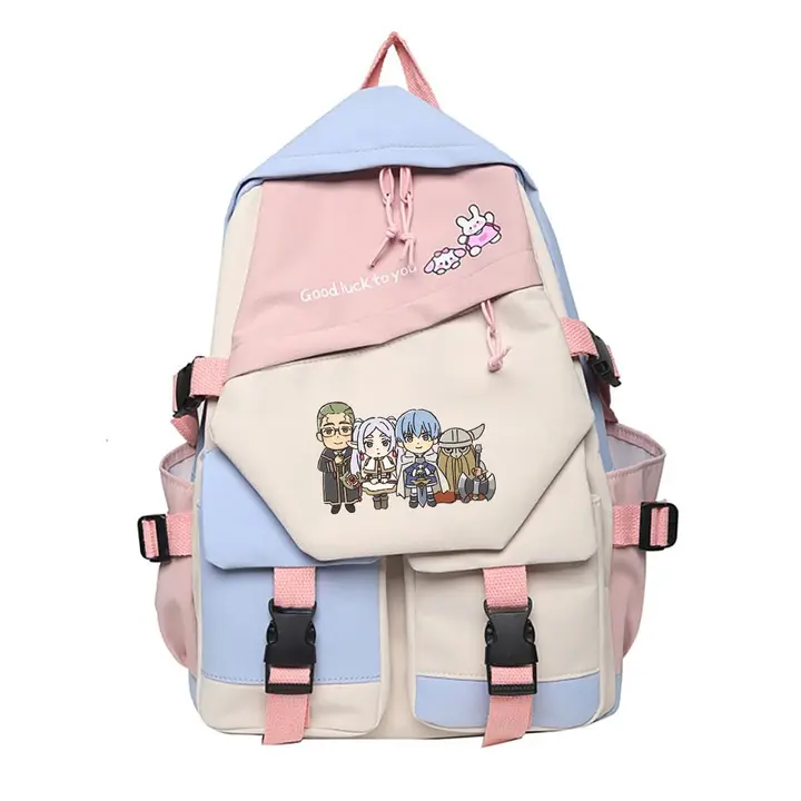 Mochila escolar de Frieren, 42 × 31 cm — diseño 11 en rosa (Sageam)