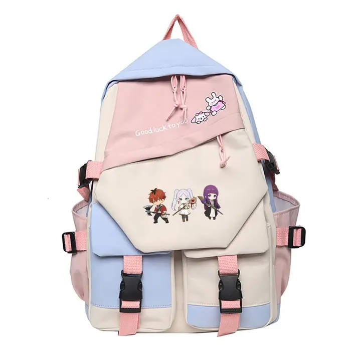 Mochila escolar de Frieren, 42 × 31 cm — diseño 13 en rosa (Sageam)