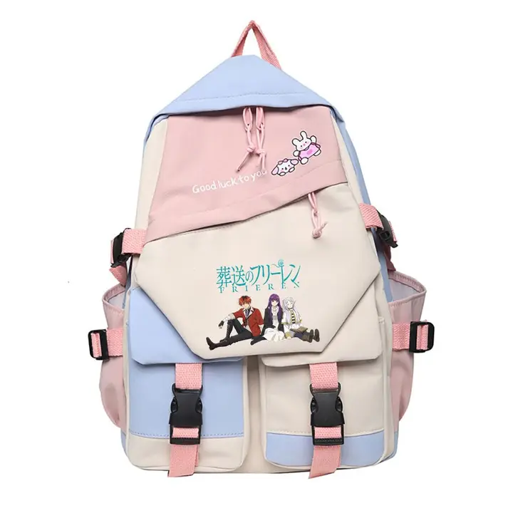 Mochila escolar de Frieren, 42 × 31 cm — diseño 3 en rosa (Sageam)