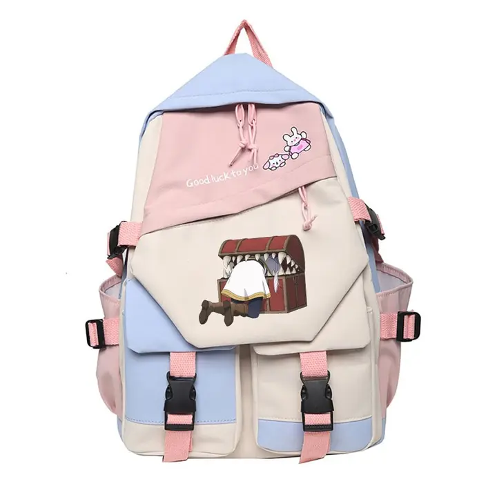 Mochila escolar de Frieren, 42 × 31 cm — diseño 4 en rosa (Sageam)