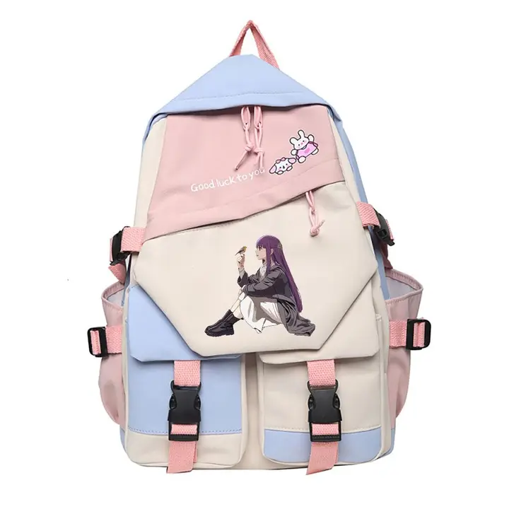 Mochila escolar de Frieren, 42 × 31 cm — diseño 7 en rosa (Sageam)