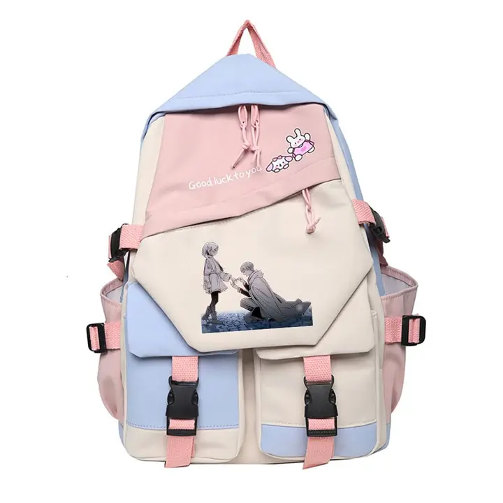 Mochila escolar de Frieren, 42 × 31 cm — diseño 8 en rosa (Sageam)