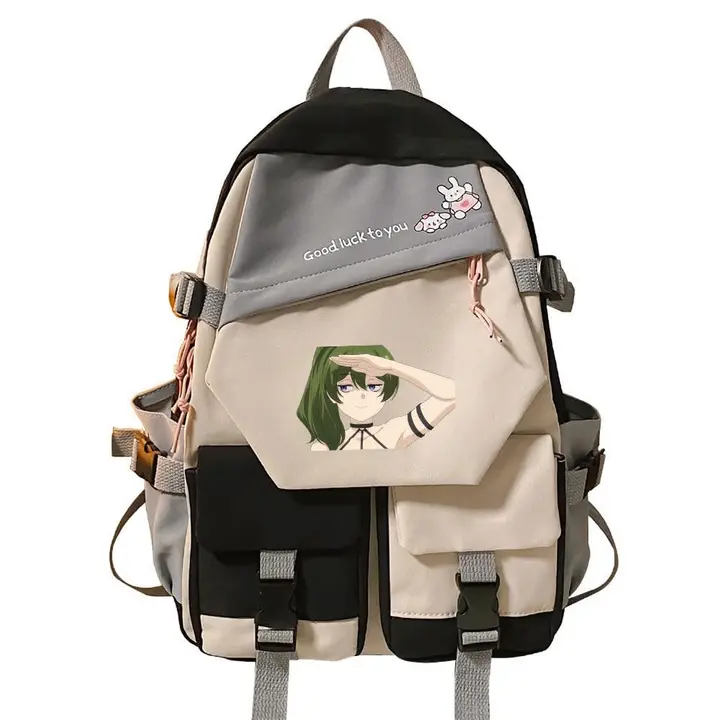 Mochila escolar de Frieren, 42 × 31 cm — diseño 9 en negro (Sageam)