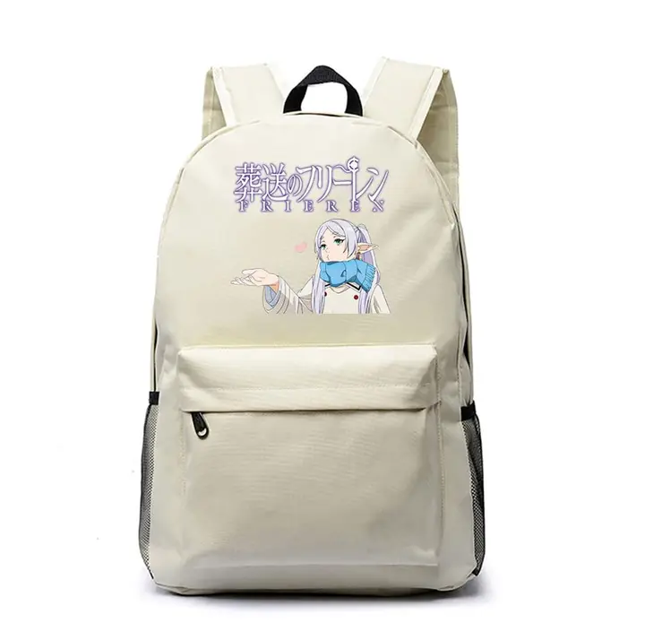 Mochila grande de Frieren, 45 × 31 × 18 cm — diseño 1 en blanco (Sageam)
