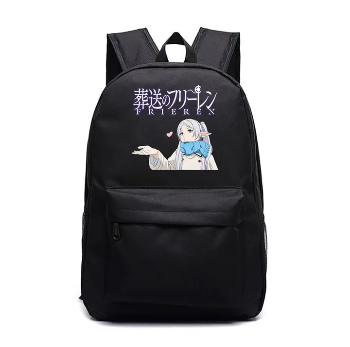 Mochila grande de Frieren, 45 × 31 × 18 cm — diseño 1 en negro (Sageam)