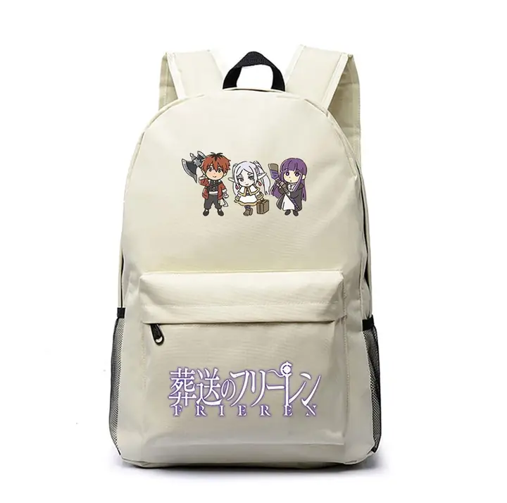 Mochila grande de Frieren, 45 × 31 × 18 cm — diseño 10 en blanco (Sageam)