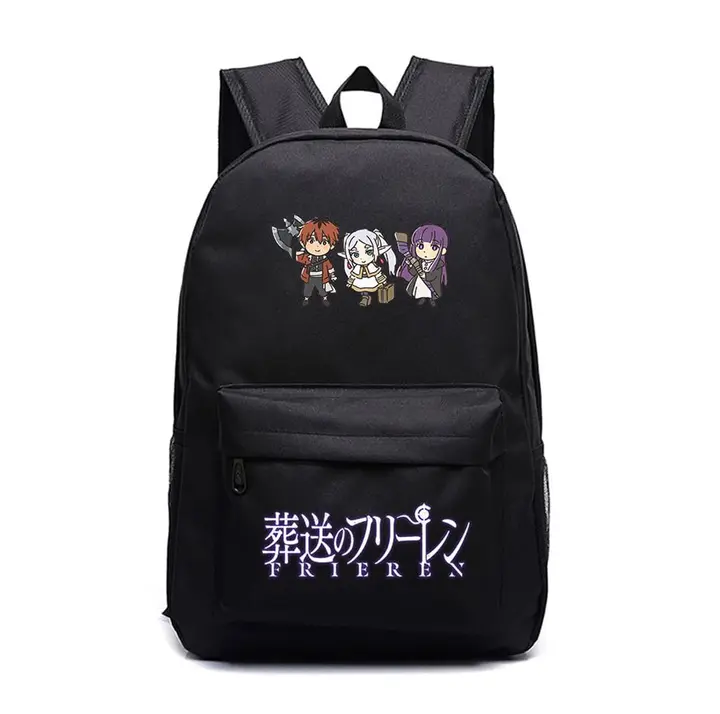 Mochila grande de Frieren, 45 × 31 × 18 cm — diseño 10 en negro (Sageam)