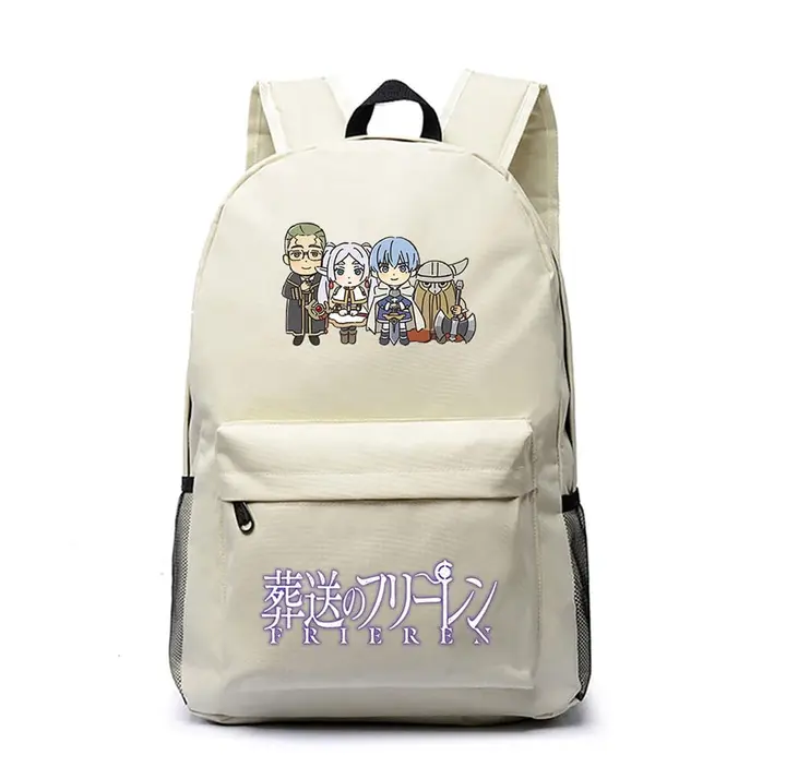 Mochila grande de Frieren, 45 × 31 × 18 cm — diseño 11 en blanco (Sageam)