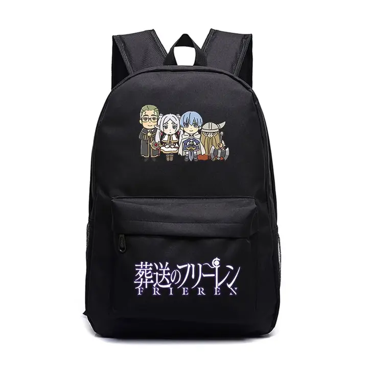Mochila grande de Frieren, 45 × 31 × 18 cm — diseño 11 en negro (Sageam)