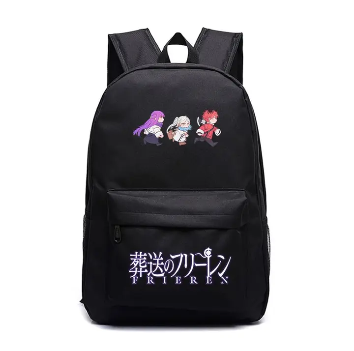 Mochila grande de Frieren, 45 × 31 × 18 cm — diseño 12 en negro (Sageam)