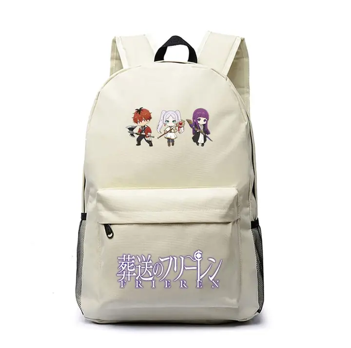 Mochila grande de Frieren, 45 × 31 × 18 cm — diseño 13 en blanco (Sageam)