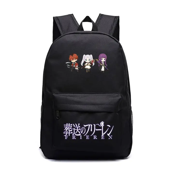 Mochila grande de Frieren, 45 × 31 × 18 cm — diseño 13 en negro (Sageam)