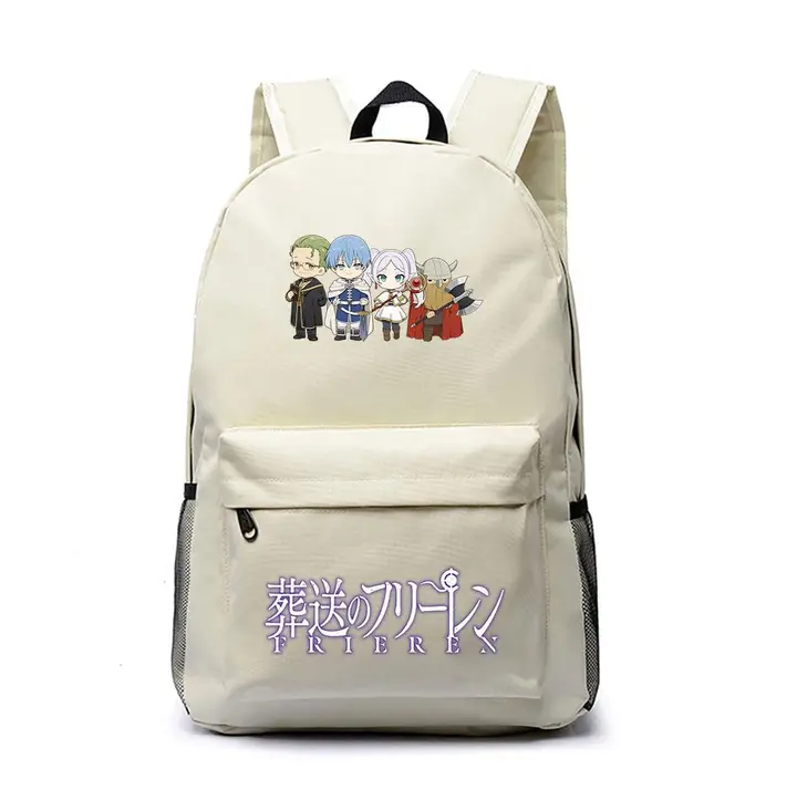 Mochila grande de Frieren, 45 × 31 × 18 cm — diseño 14 en blanco (Sageam)