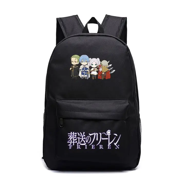 Mochila grande de Frieren, 45 × 31 × 18 cm — diseño 14 en negro (Sageam)