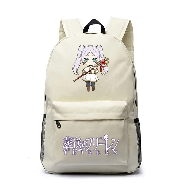 Mochila grande de Frieren, 45 × 31 × 18 cm — diseño 15 en blanco (Sageam)
